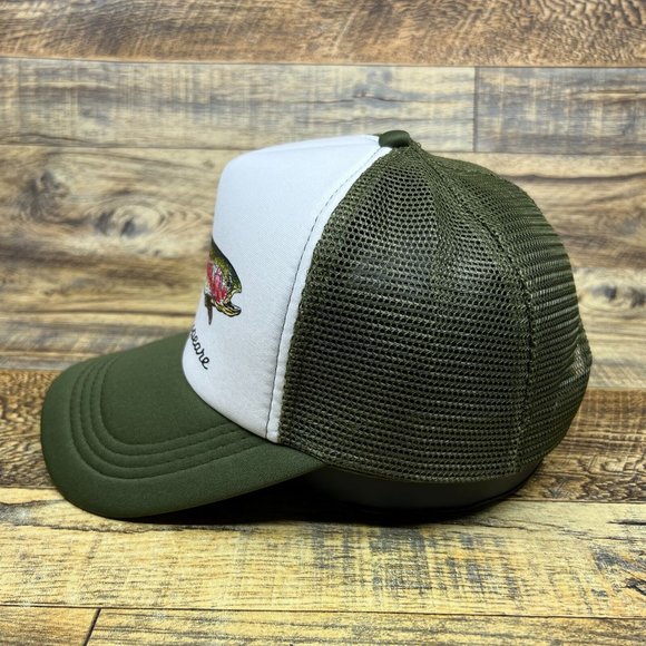 Shakespeare Fishing Mens Trucker Hat Olive Snapback Rods Reels Tackle Ball Cap - Picture 4 of 8